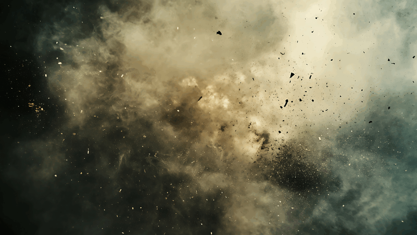 Dust and debris from a small explosion.