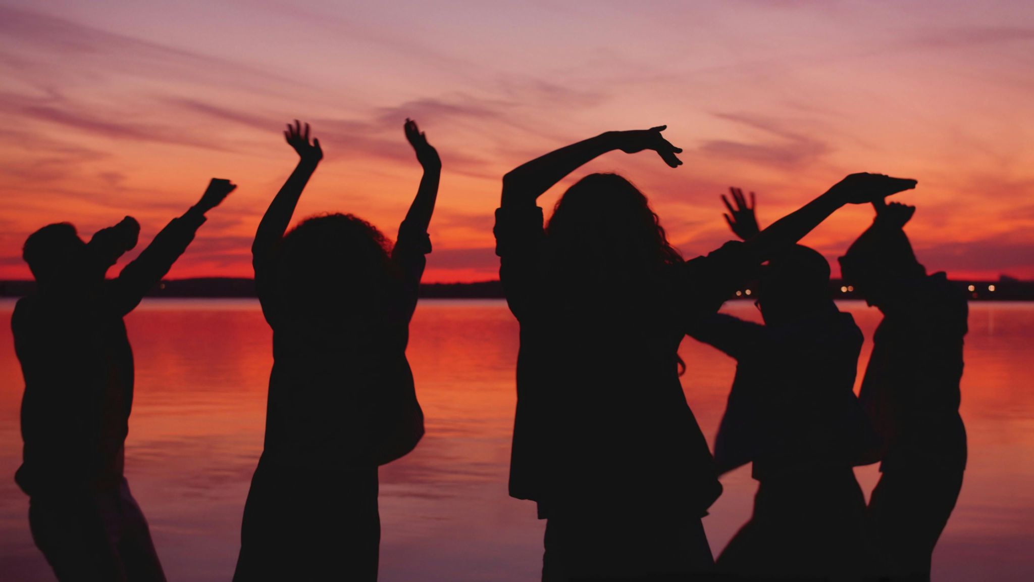 Silhouette of women dancing